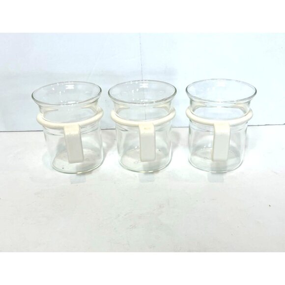 Set of 3 Vintage Bodum Bistro White Handle Clear Glass Expresso Coffee Glasses - Picture 3 of 7
